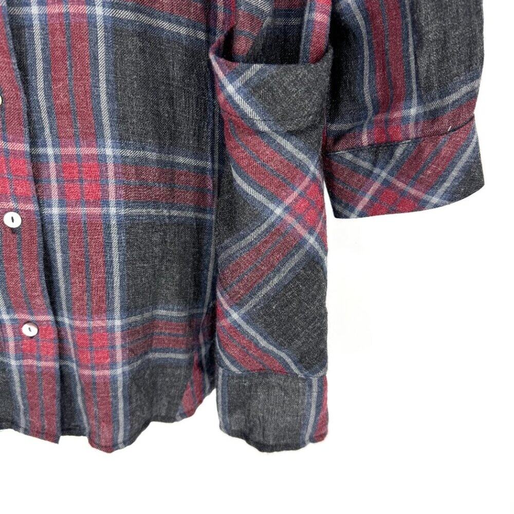 Zara Plaid Long Sleeve Mini Shirt Dress Red Gray Size S - Picture 5 of 8